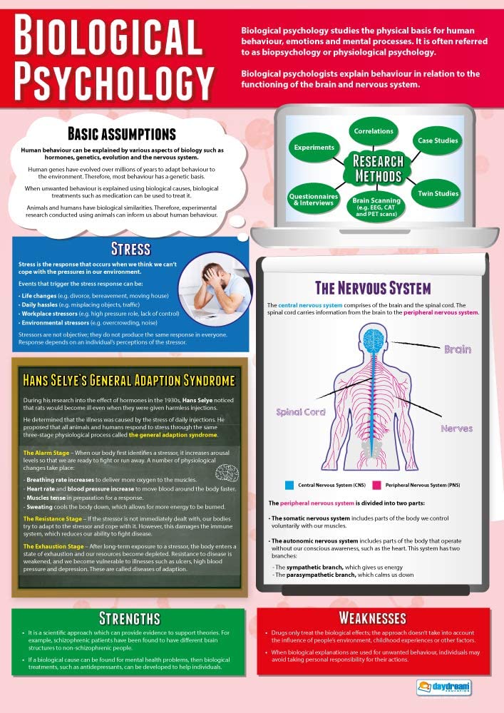 Psychological Approaches, Psychology Posters, Psychology Charts for the Classroom, Education Charts