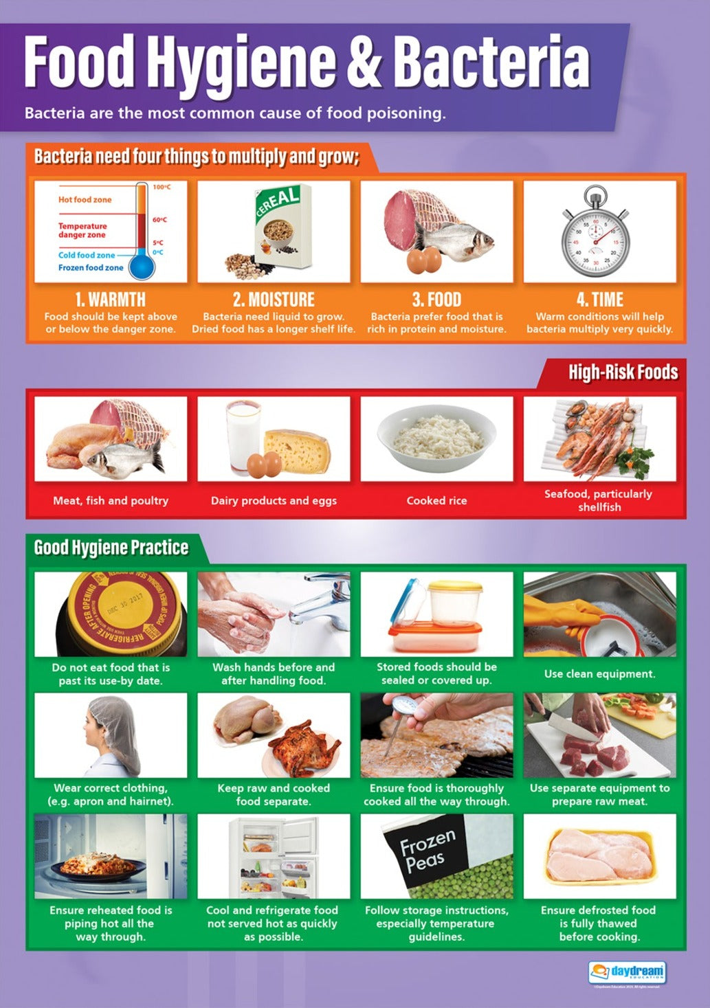Food Hygiene & Bacteria Poster, Design and Technology Teaching Aid, Food Technology Classroom Resource, Educational Poster for TAFEs, A1 Size, Classroom Aesthetics, Bacteria Transmission, Food Safety Education, Educational School Posters, Classroom Posters, A1 Size Educational Poster, Food Technology Poster, Design & Technology Poster, Education Charts for the Classroom
