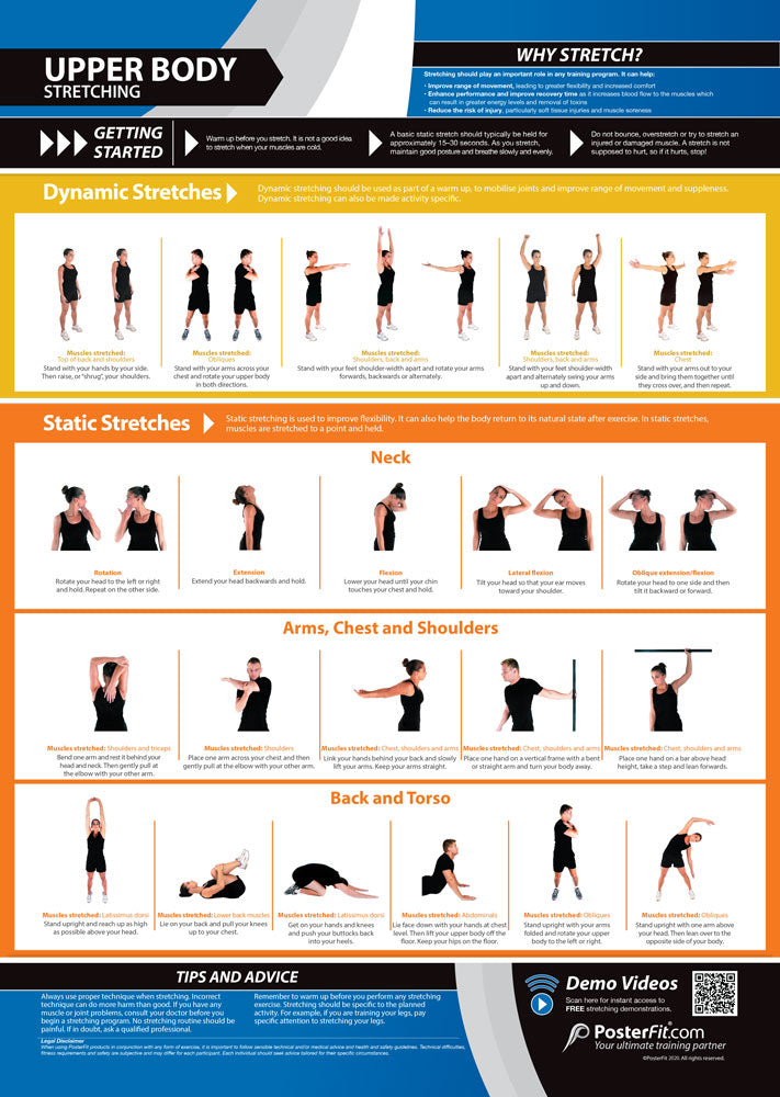 Upper Body Stretching Poster Gym Fitness Poster Physical