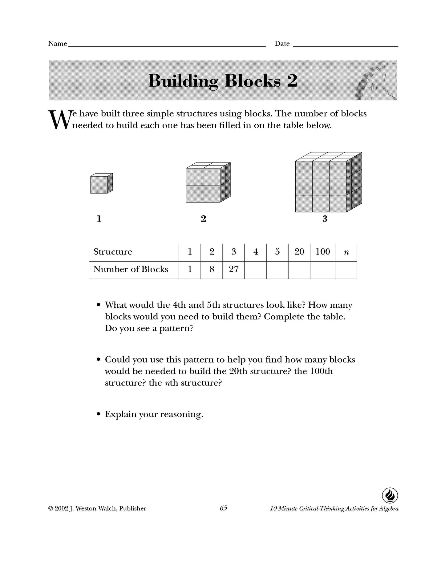 Bright Education Australia, Teacher Resources, Maths, Books, 10 Minute Critical Thinking Activities for Algebra