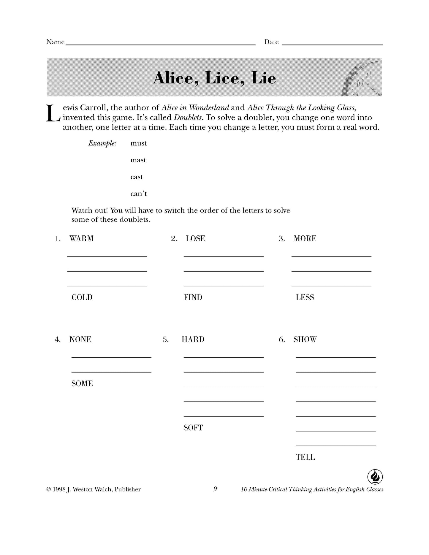 10 Minute Critical Thinking Activities for English,Bright Education Australia, Book, Grammar, English, School Materials, Games, Puzzles, Activities, Teacher Resources