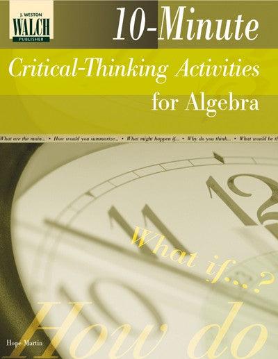 Bright Education Australia, Teacher Resources, Maths, Books, 10 Minute Critical Thinking Activities for Algebra 