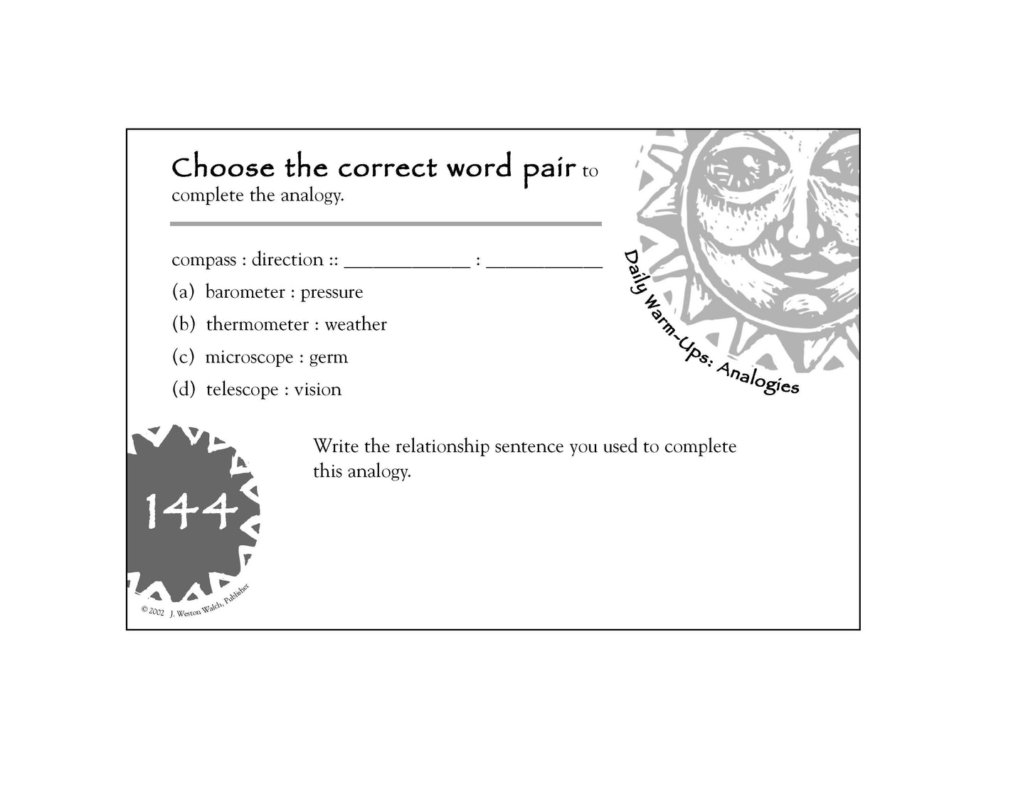 Daily Warm Ups Analogies Level 1, Bright Education Australia, Book, Grammar, English, School Materials, Games, Puzzles, Activities, Teaching Resources