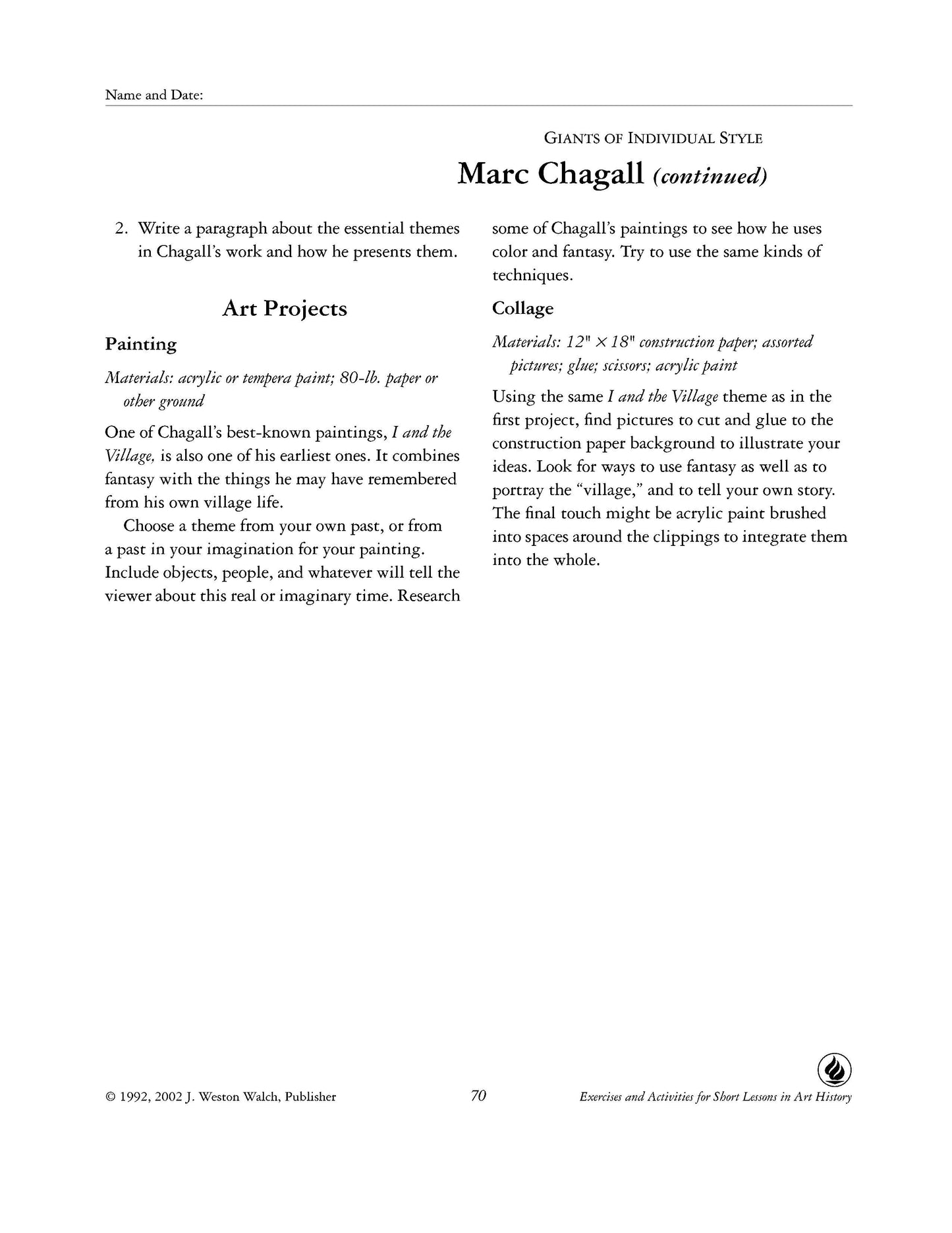 Bright Education Australia, Teacher Resources, Visual Art, Art, Book, drawing, painting, Short Lessons in Art History: Artists & Their Work, Exercises & Activities Student Book