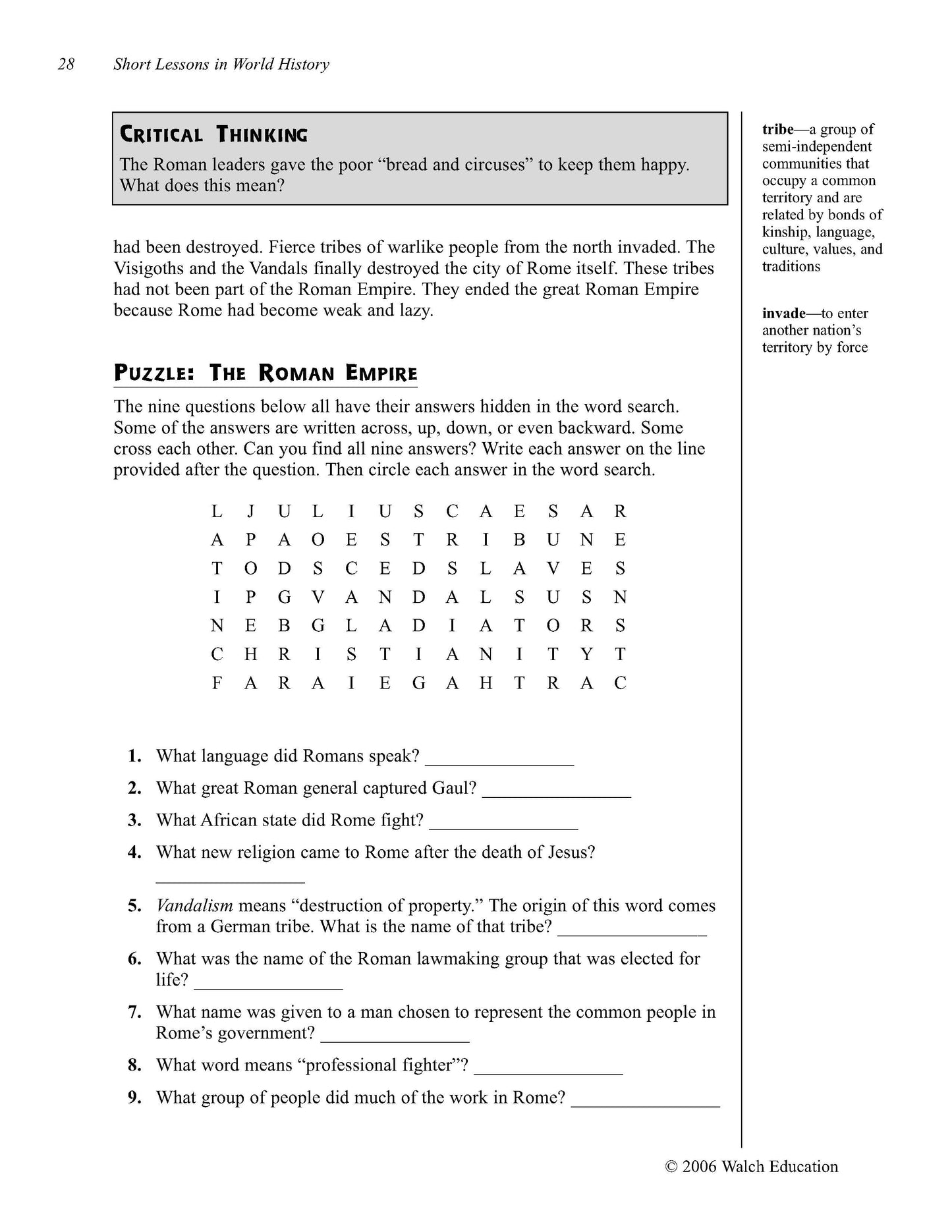 Bright Education Australia, Teacher Resources, Book, History, Short Lessons in World History Student Text