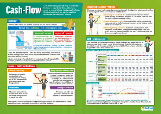 Cash Flow Poster, Business Studies Posters, Business Studies Charts for the Classroom, Economics Education Charts, Educational School Posters, Classroom Posters
