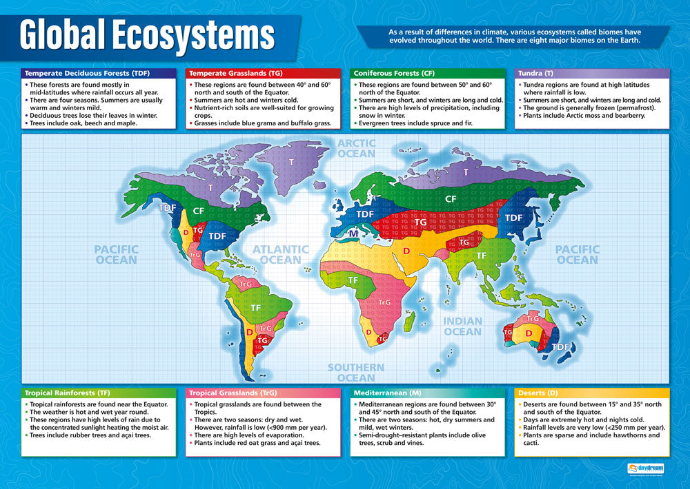 Global Ecosystems Poster, Geography Posters, Geography Charts for the Classroom, Geography Education Charts, Educational School Posters, Classroom Posters, Perfect for Geography Teachers, Humanities Classroom, Humanities Poster, Learning Resource, Visual Learning, Classroom Decor