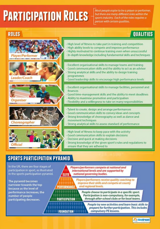 Participation Roles Poster, Physical Education Poster, PE Poster, Sports Ed Poster, Sport Education Poster, Physical Education Chart, PE Chart, Sports Ed Chart, Sport Education Chart