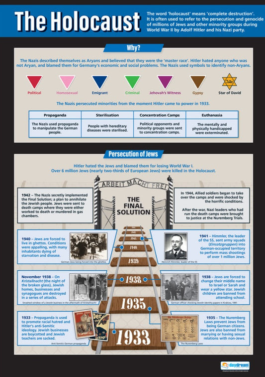 Holocaust Educational Poster, Hitler's Persecution Poster, History Classroom Visual Aid, Visual Learning for History, Interactive History Lessons, A1 Size Educational Poster, Interactive History Learning, A1 History Poster, History Poster, History Charts for the Classroom, History Production Visual Aid, Educational School Posters, Classroom Posters