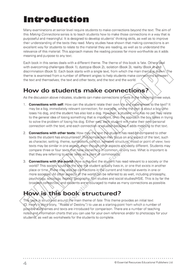 Making Connections Book 6 Fate - Creative ideas & activities for exploring the links beyond a text, Book, Essential Resources, Activities, Book, Bright Education Australia, English, Exam, Female Authors, Making Connections English Series, Teacher Resources, Tests, Bright Education Australia, 