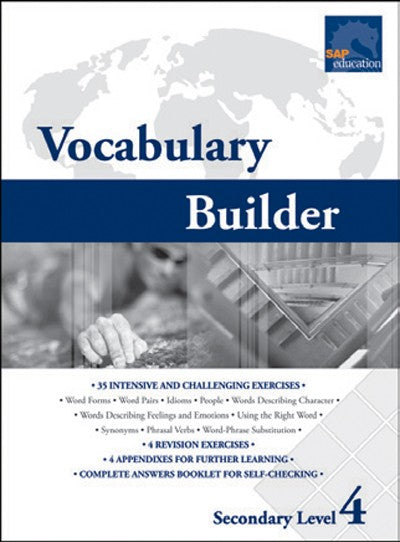 Vocabulary Builder Secondary Level 4, Vocabulary, Bright Education Australia, Book, Grammar, English, School Materials, Games, Puzzles, Activities, Teaching Resources