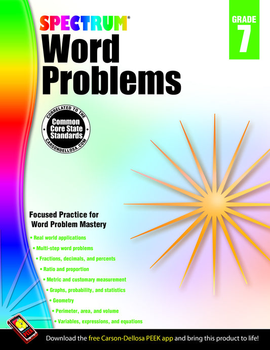 Bright Education Australia, Teacher Resources, Maths, Books, Spectrum Word Problems Grade 7  