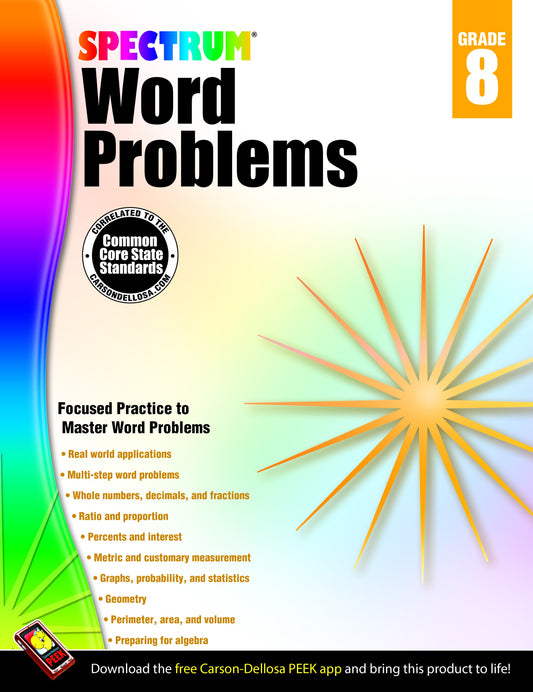 Bright Education Australia, Teacher Resources, Maths, Books, Spectrum Word Problems Grade 8  