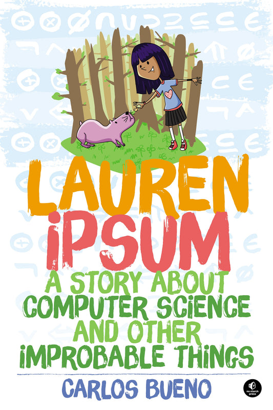 Lauren Ipsum book cover, Adventure in computer science, Logic and programming for kids, Educational storytelling illustration, Userland exploration scene, Wacky computer science tale characters, Coding principles for children image, Interactive learning for kids illustration, Computer science philosophy concept, Empowering kids through coding scene, Cory Doctorow recommended book badge, Sheryl Sandberg approved children's book seal, Algorithm adventure illustration, Logic puzzles for young readers image,