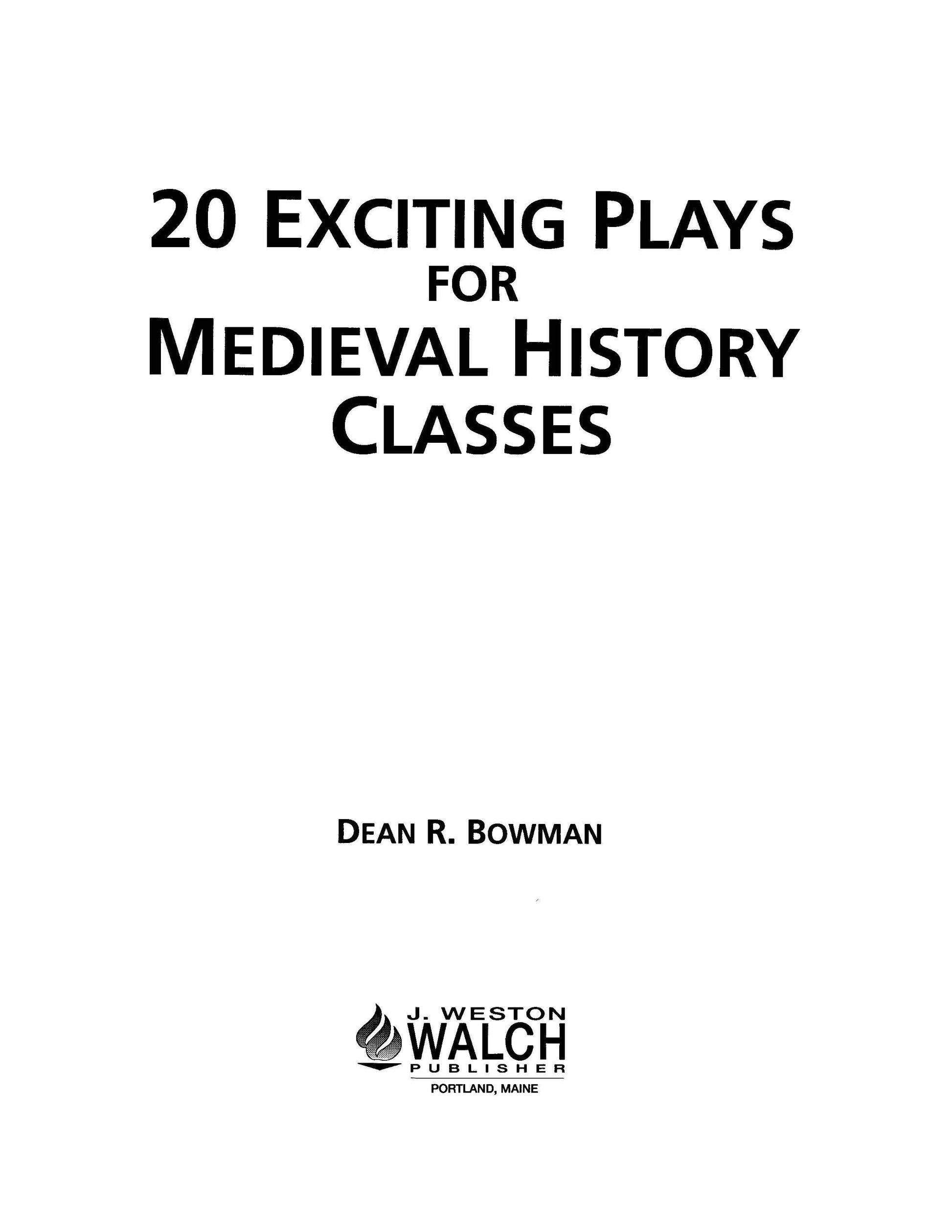 Bright Education Australia, Teacher Resources, Book, History, 20 Exciting Plays for Medieval History