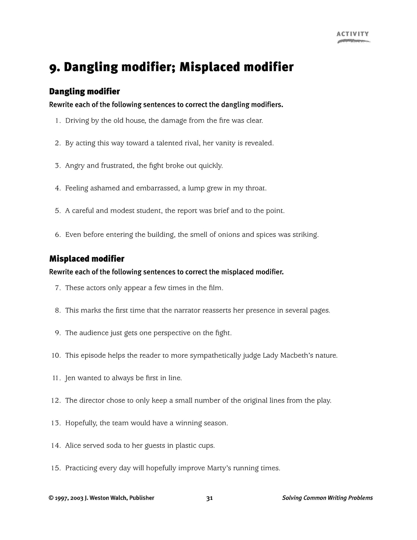 Solving Common Writing Problems, Bright Education Australia, Book, Grammar, English, School Materials, Games, Puzzles, Activities, Teaching Resources